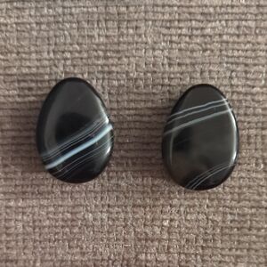 Botswanna Agate/Black Onyx?? Teardrop Plugs 1 Inch